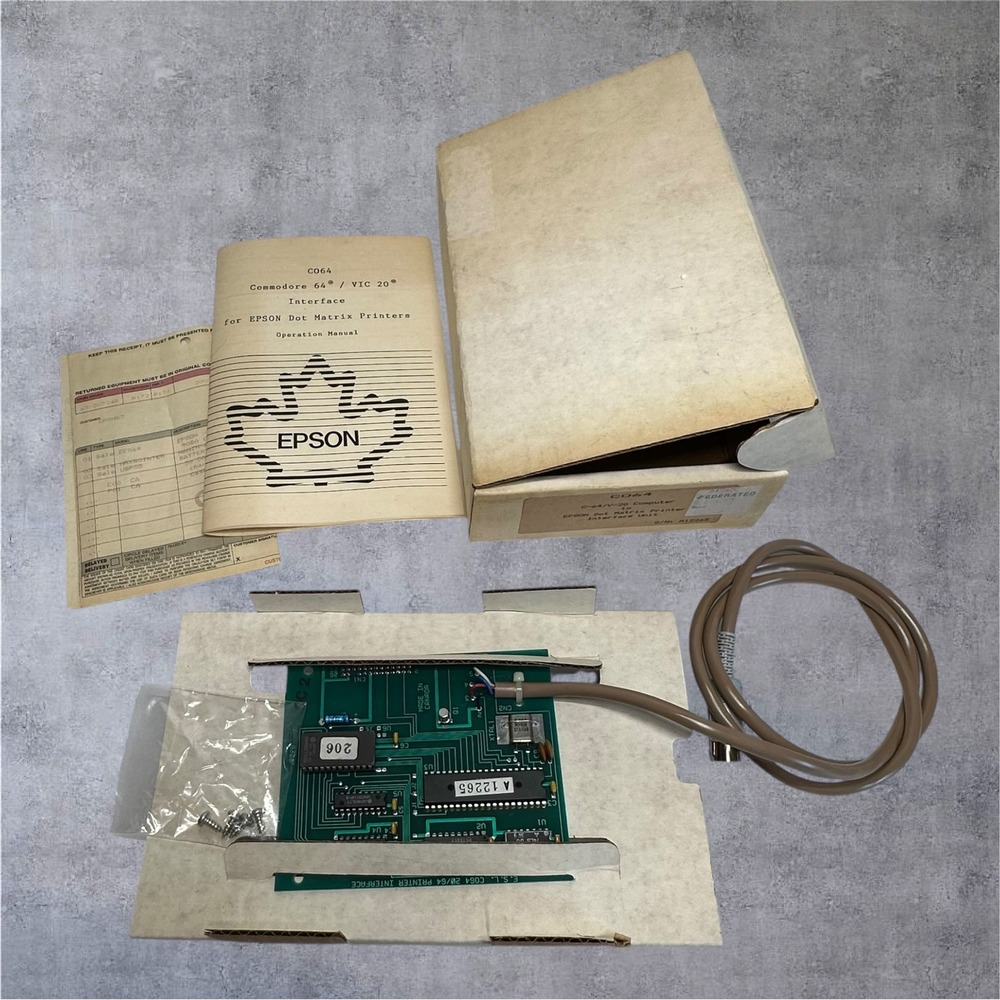 Epson C064 Printer Interface Commodore 64 VIC 20 Green Vintage Manual‎ Box